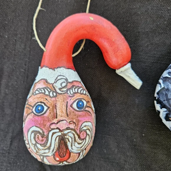 Vintage Hand Painted Gourd Christmas Ornaments - Picture 4 of 8